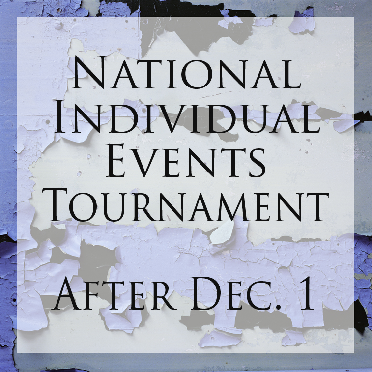 National Individual Events Tournament - after 12/1